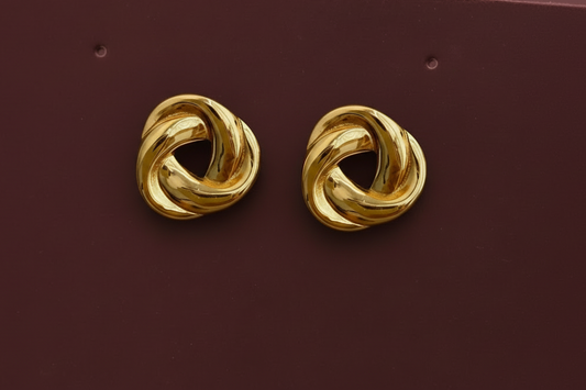 Gold Plated Hammered Geometric Square Stud Earrings