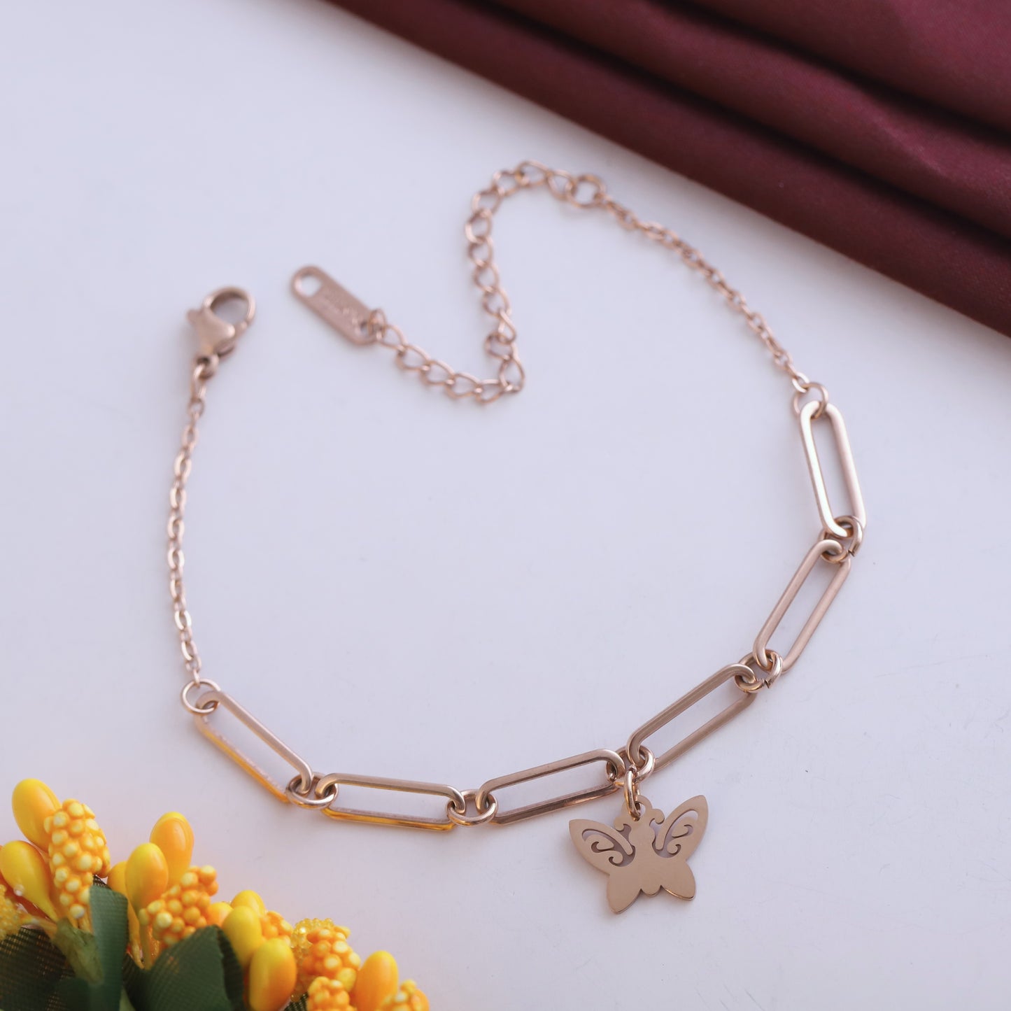Elora Rose Gold Butterfly Charm Bracelet