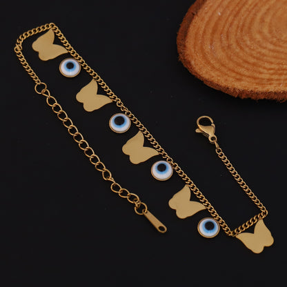 Elora Golden Butterfly & Evil Eye Charm Bracelet