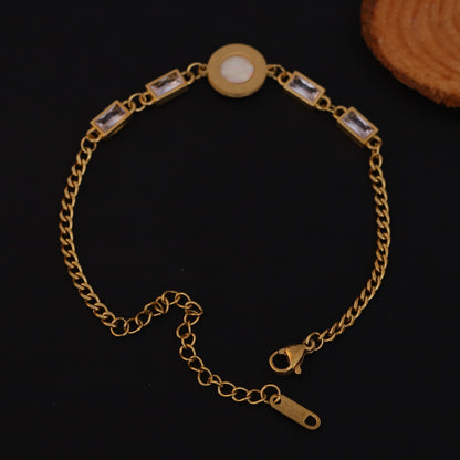 Elora Golden Roman Dial Bracelet with White Stone & Crystal Accents
