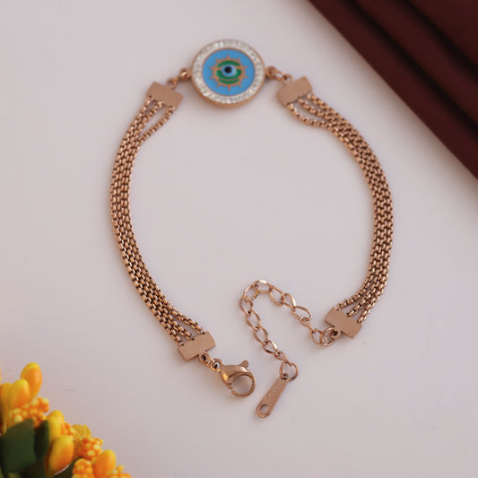 Elora Rose-Gold Plated Evil Eye Crystal Chain Bracelet