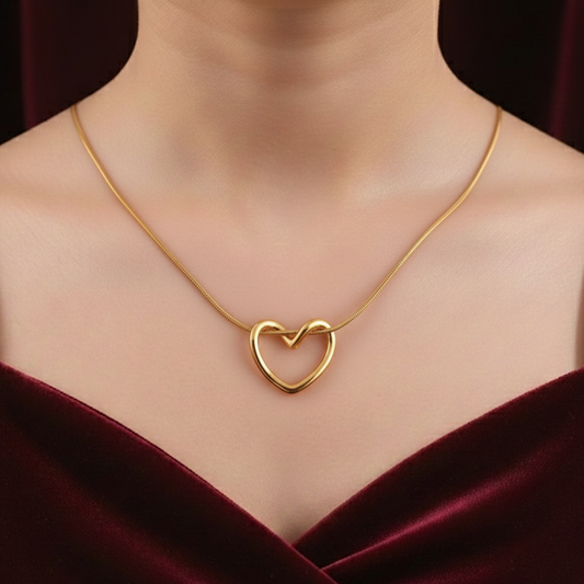 Elora gold Plated  Amora Open Heart Necklace