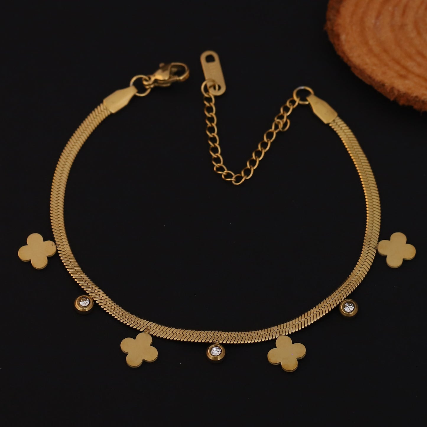 Elora Clover Charm Bracelet with CZ Accents