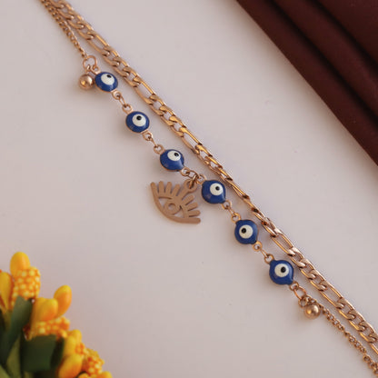 Elora Rose Gold Plated Evil Eye Charm Chain Bracelet