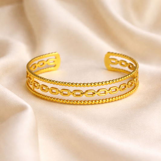 Elora Gold Plated Link Luxe Cuff Bracelet