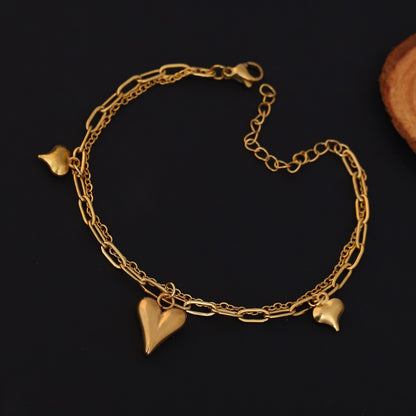 Elora Amor Heart Charm Bracelet – Classic Gold Edition