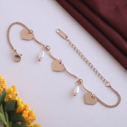 Elora Rose Gold Plated Heart & Pearl Charm
