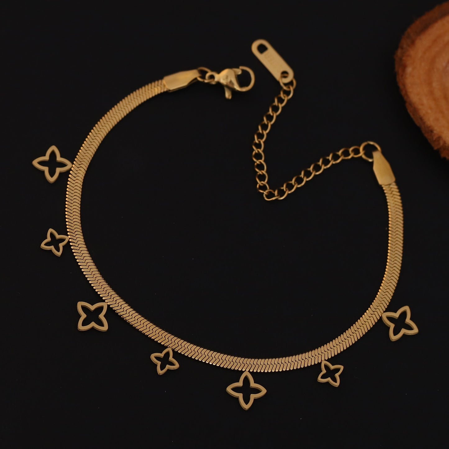 Elora Butterfly Motif Gold-Plated Herringbone Bracelets