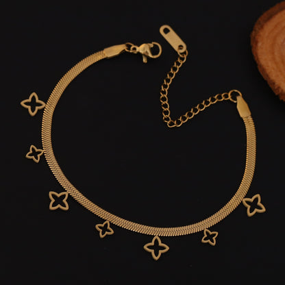 Elora Butterfly Motif Gold-Plated Herringbone Bracelets