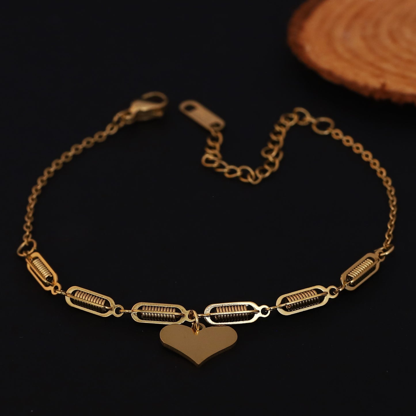 Elora Elegant Heart Charm Gold-Plated Bracelet