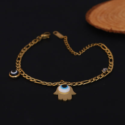 Elora Gold Plated Evil Eye Hamsa Hand Protection Bracelet