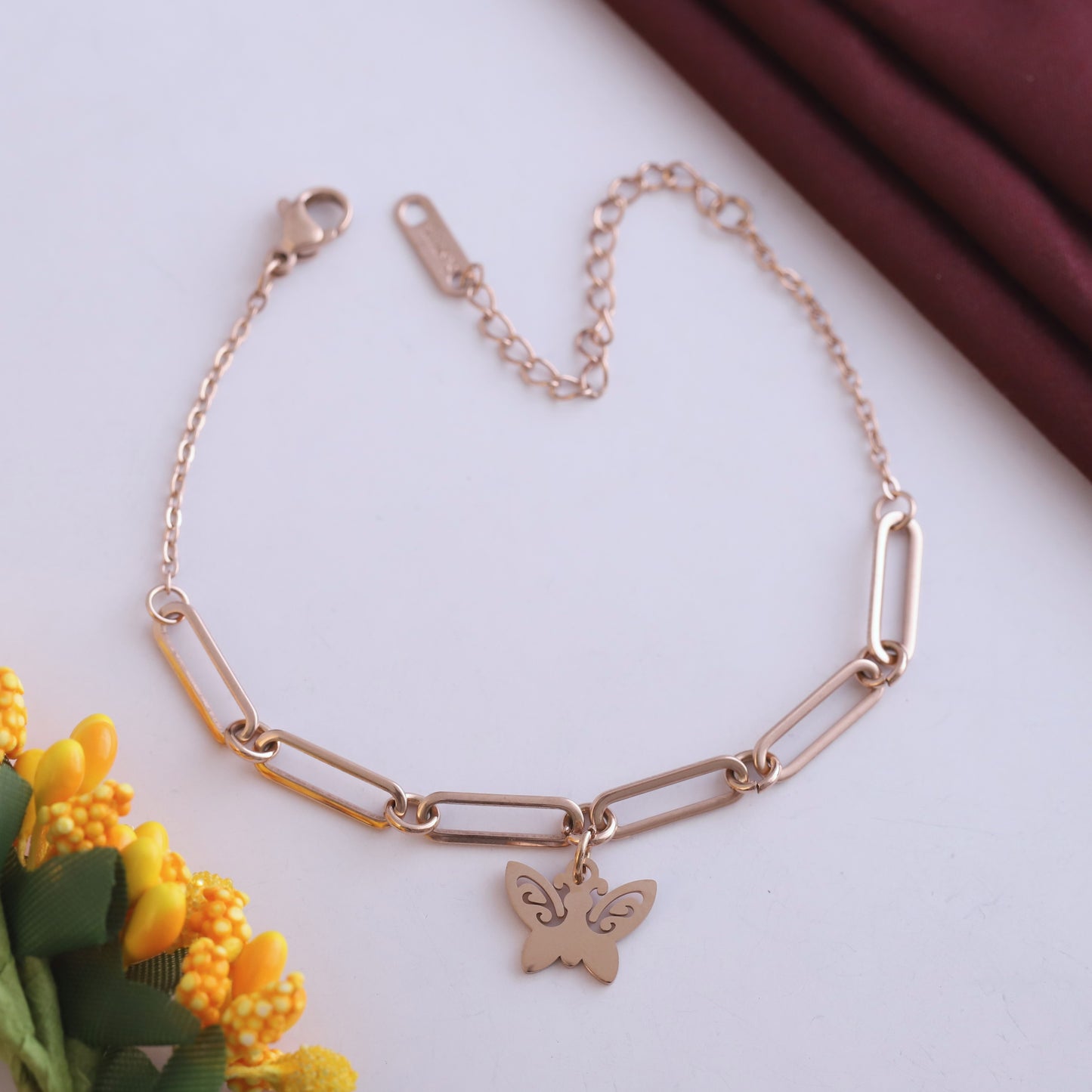 Elora Rose Gold Butterfly Charm Bracelet