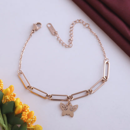 Elora Rose Gold Butterfly Charm Bracelet