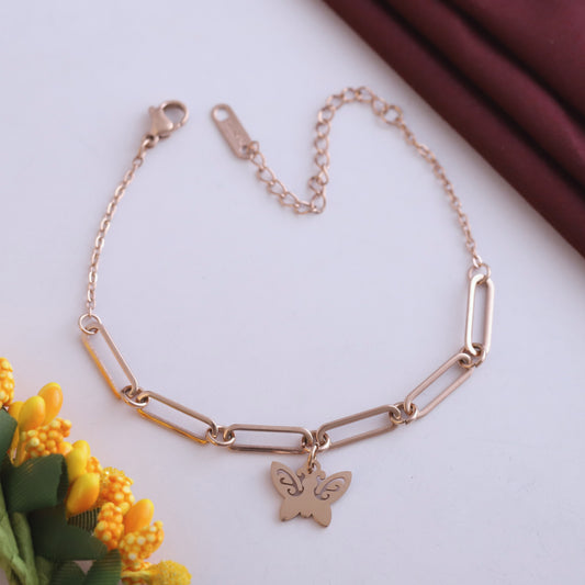 Elora Rose Gold Butterfly Charm Bracelet