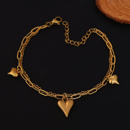 Elora Amor Heart Charm Bracelet – Classic Gold Edition