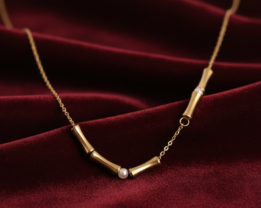 Elora Gold Plated Bamboo charm necklace