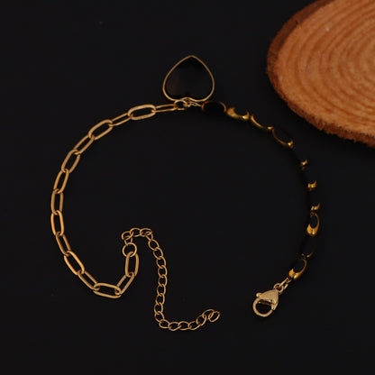 Elora Black Heart Charm Dual-Tone Gold-Plated Bracelet