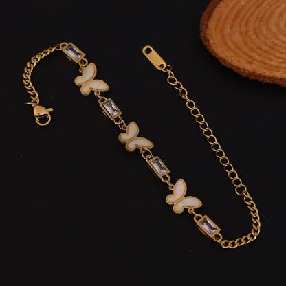 Elora Crystal Wings Butterfly Bracelet – Ivory Shine Edition