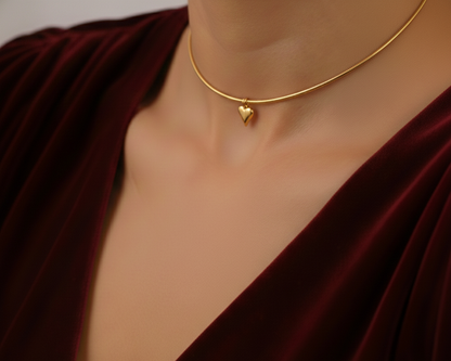 Elora 18k gold Plated Elongated Heart Charm Choker Necklace