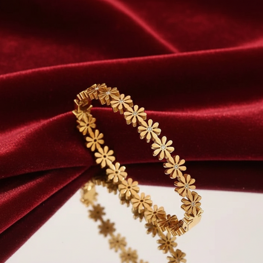 Elora Gold Plated Daisy Bloom Gold Bracelet