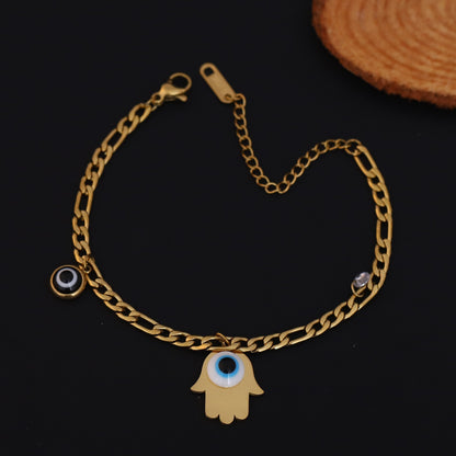 Elora Gold Plated Evil Eye Hamsa Hand Protection Bracelet