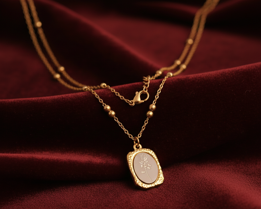 Elora Gold Plated Vintage Rose Medallion Necklace