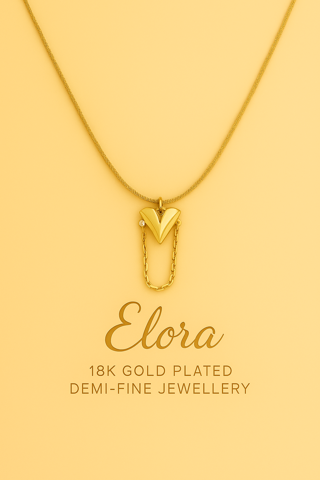 Elora Golden Embrace heart pendant chain