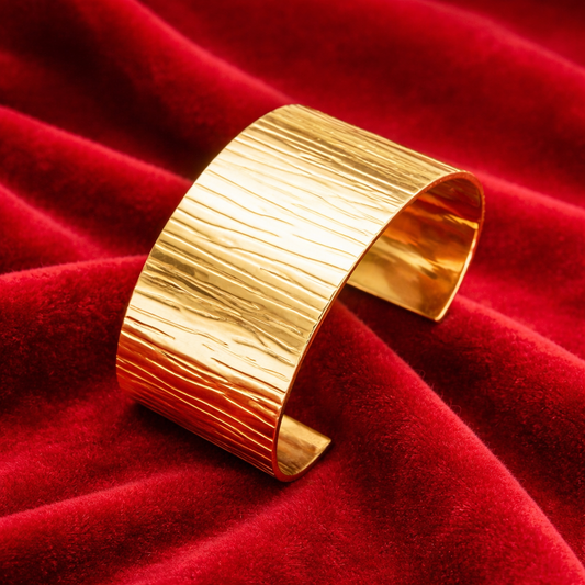 Elora Gold Plated Linear Texture Gold Cuff Bracelet