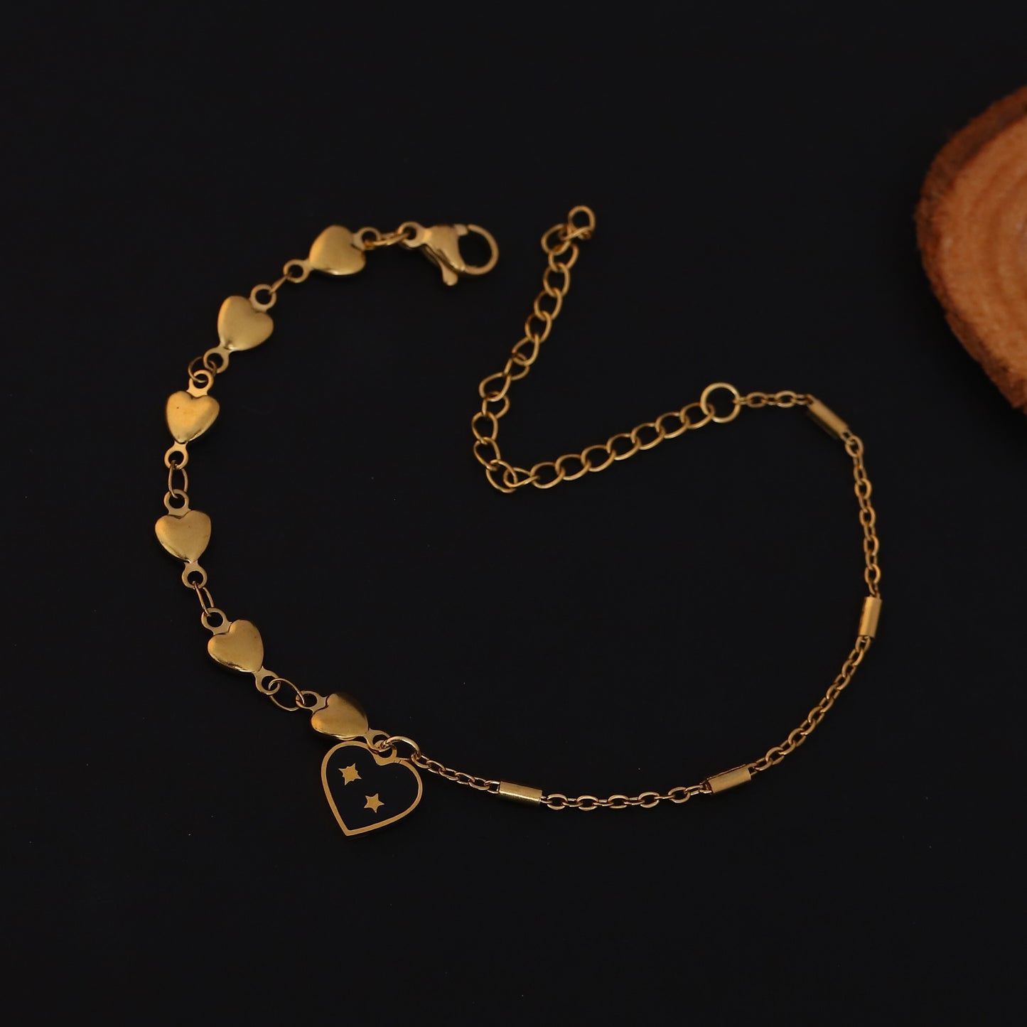 Elora Golden Heart Link bracelet with Star Charm