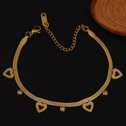 Elora Golden Heart Charm & Crystal Accent Bracelet