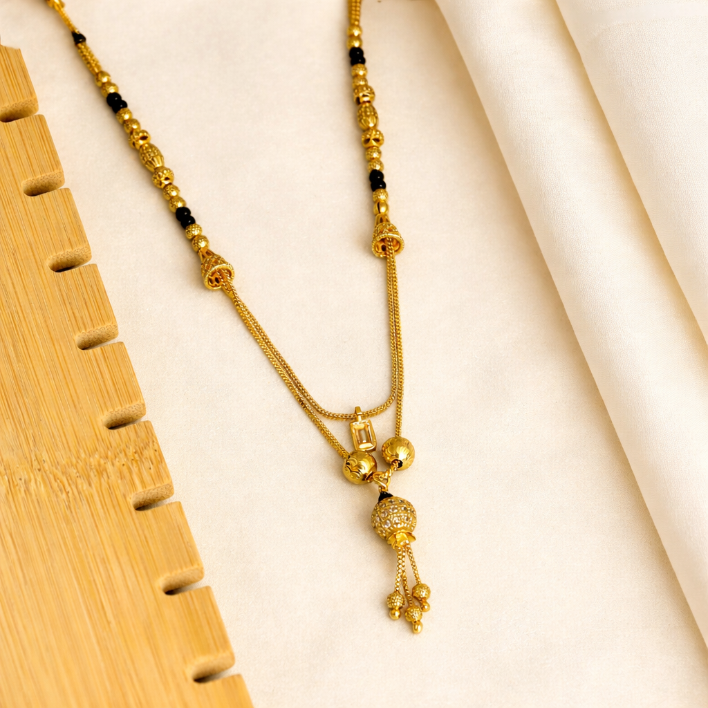 Elora Gold Plated Royal Bead Cascade Mangalsutra