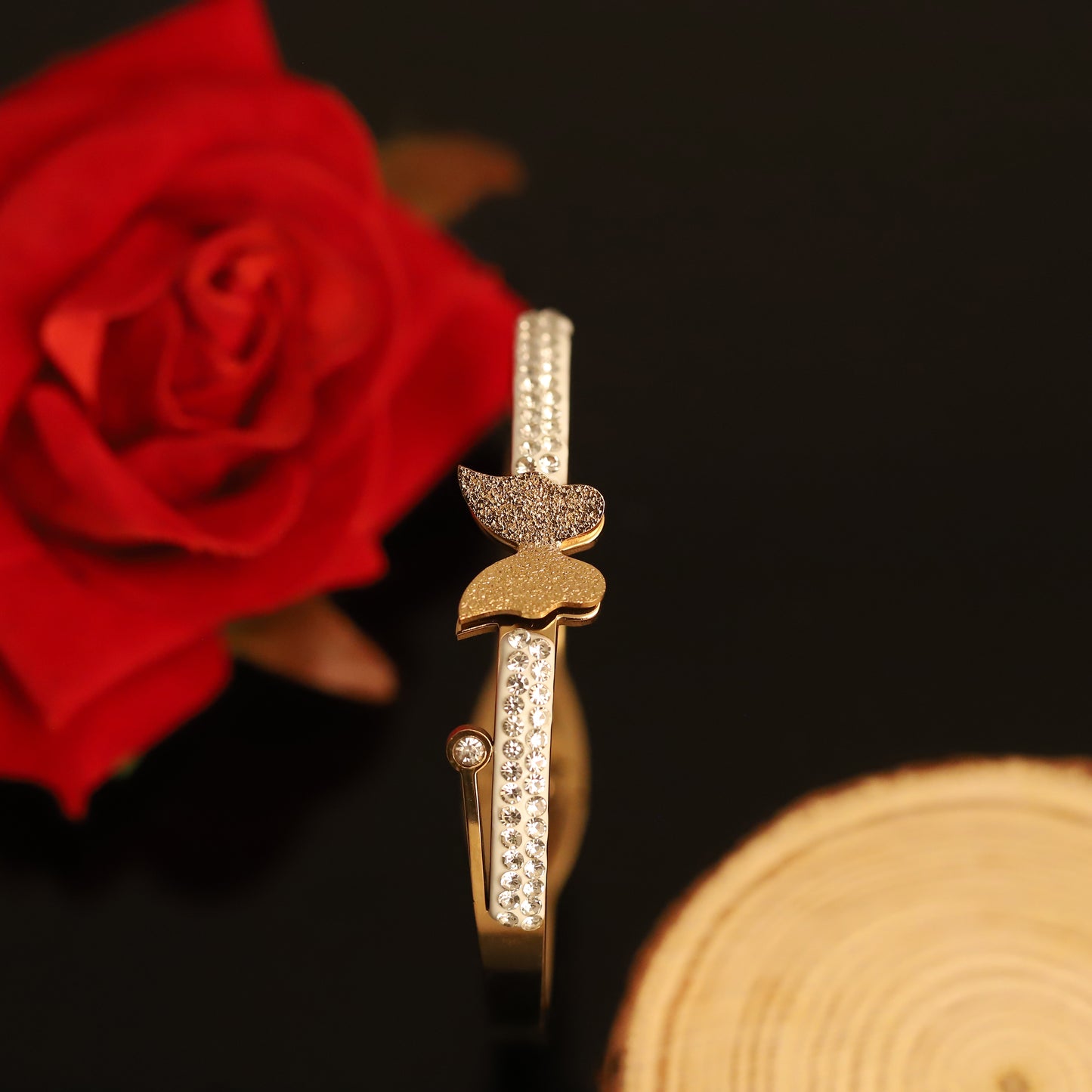 Elora Golden Butterfly Charm Crystal Bracelet