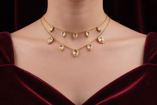 Elora Zaira Gold Plated Dual-Layer Kundan Choker Necklace