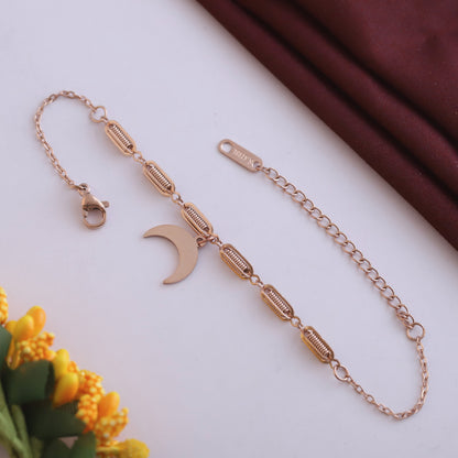 Elora Rose Gold Crescent Moon Charm Bracelet