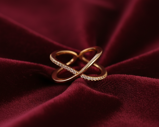 Elora Gold Plated Infinity Sparkle Cross Ring