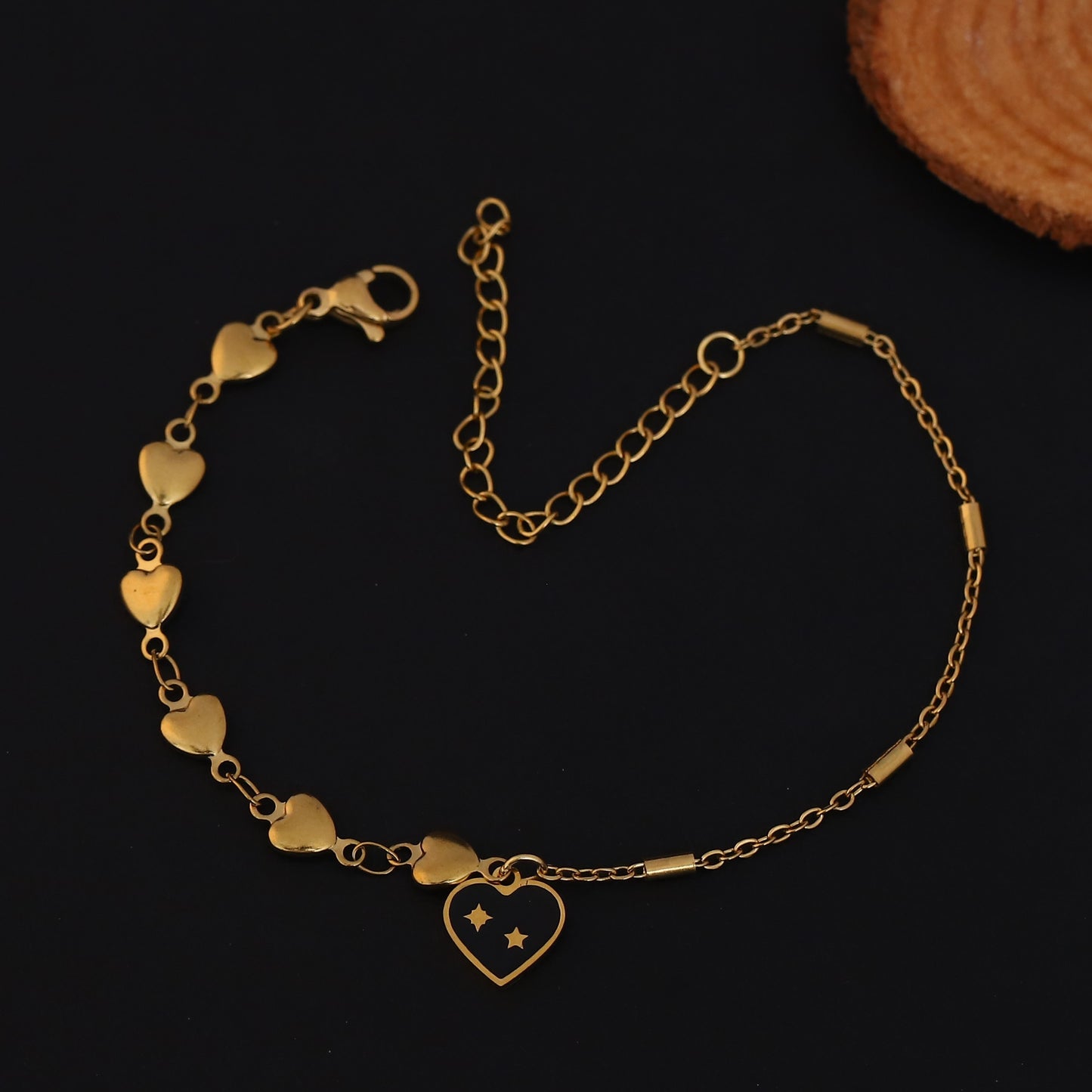 Elora Golden Heart Link bracelet with Star Charm