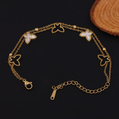Elora Flutter Grace Dual Chain Bracelet – Pearl Butterfly Edition