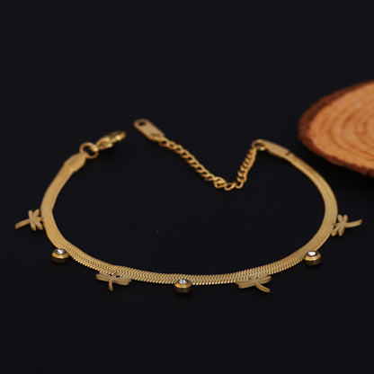 Elora Golden Dragonfly Charm Bracelet with Crystal Accents