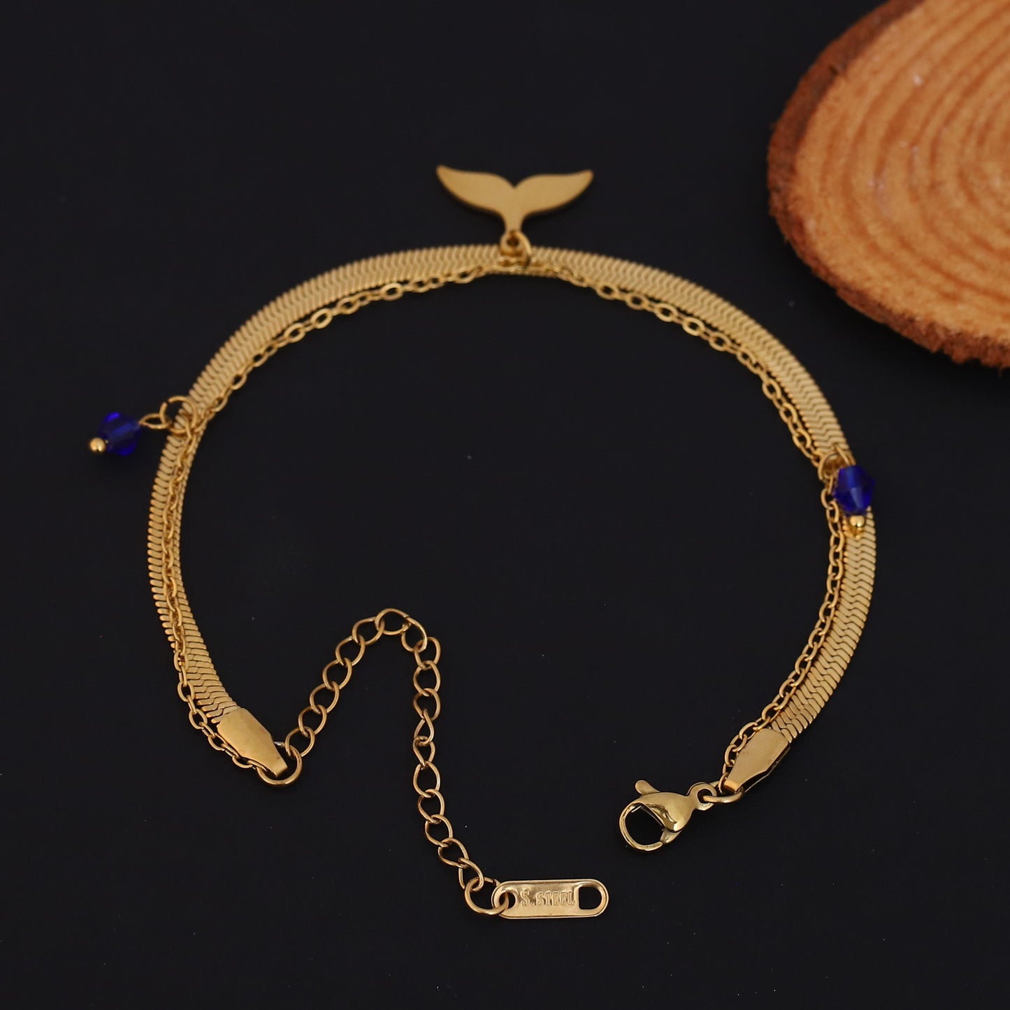 Elora Ocean Charm Dual Chain Bracelet – Blue Wave Edition