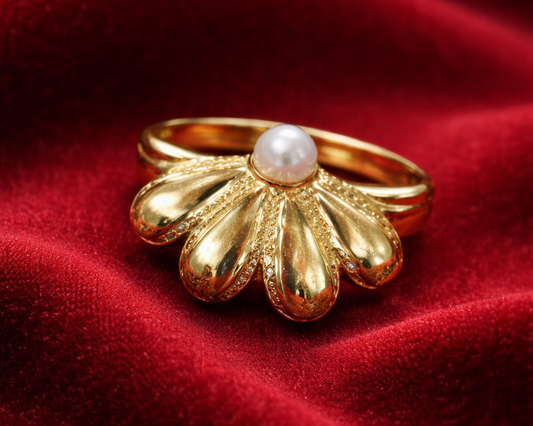 Elora Gold Plated Elora Aurelia Pearl Dome Ring