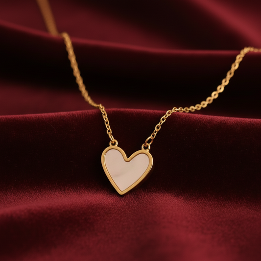 Elora gold plated Luna Pearl Heart Necklace