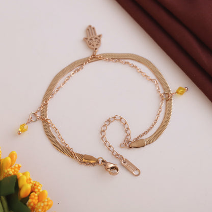 Elora Rose Gold Hamsa Hand Charm Bracelet