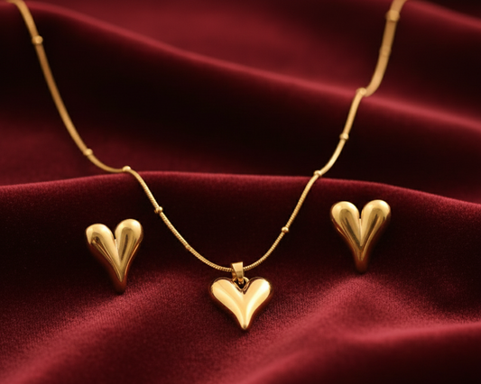 Elora 18k Gold Plated Luxe Heart Necklace Set