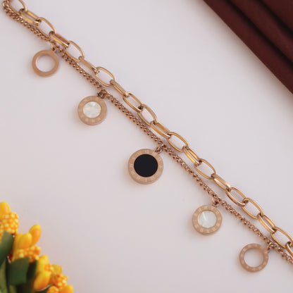 Elora Rose-Gold Dual Chain Geometric Charm Bracelet