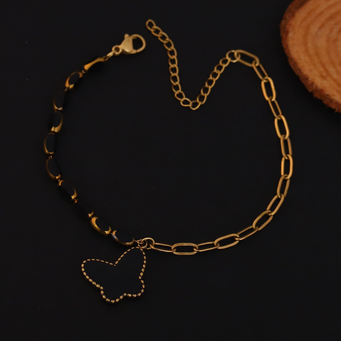 Elora Noir Butterfly Charm Bracelet