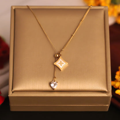 Elora Gold Plated Star Charm & Heart Crystal pendant chain