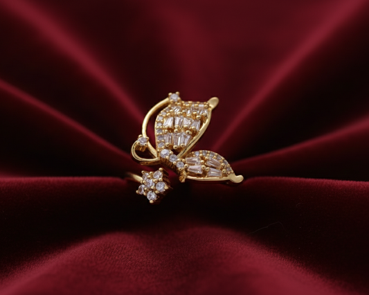 Elora Gold Plated Celeste Butterfly Diamond Ring