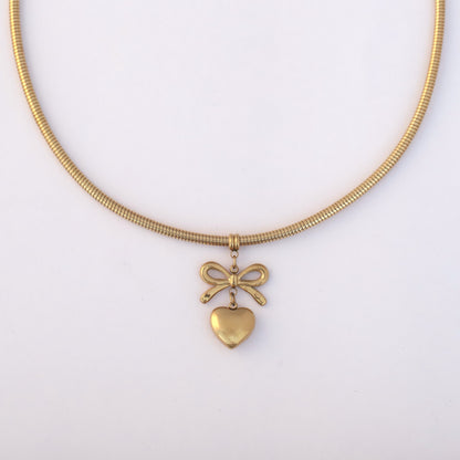 Elora Gold plated Bow&Heart charm choker