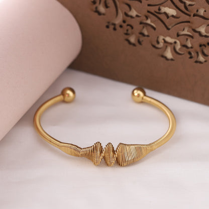 Elora Gold Plated Spiral Harmony Open Cuff Bracelet