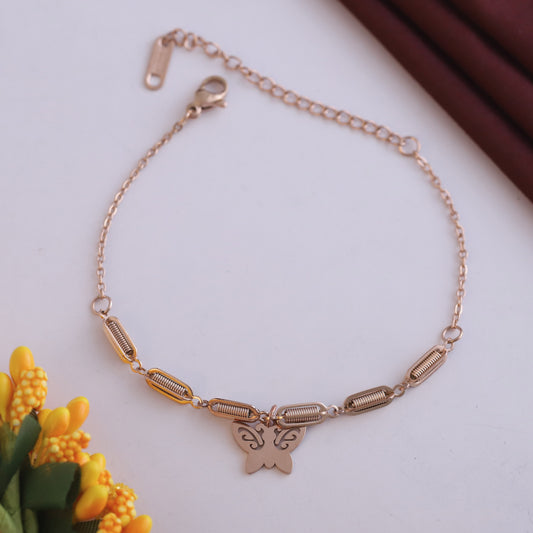 Elora Elegant Rose Gold Butterfly Charm Bracelet